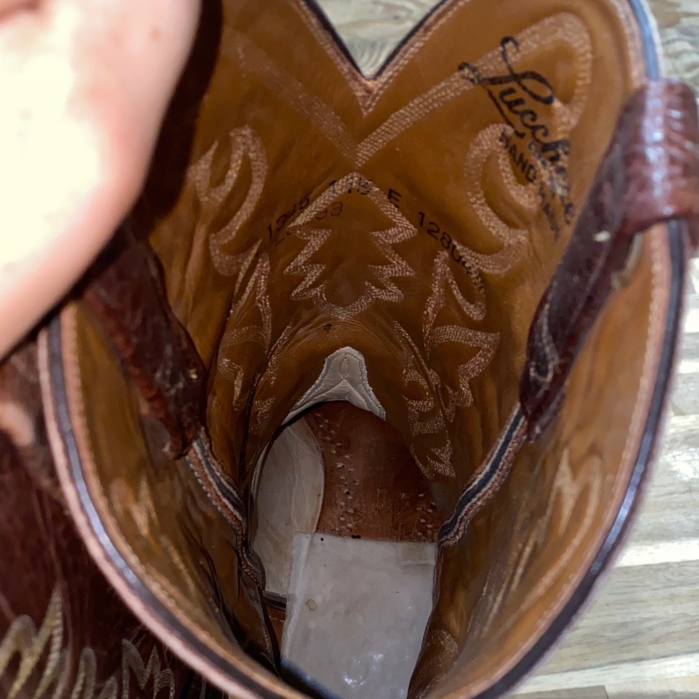 Vintage Lucchese Mens Western Cowboy Boots in Brown Leather - Picture 7 of 14